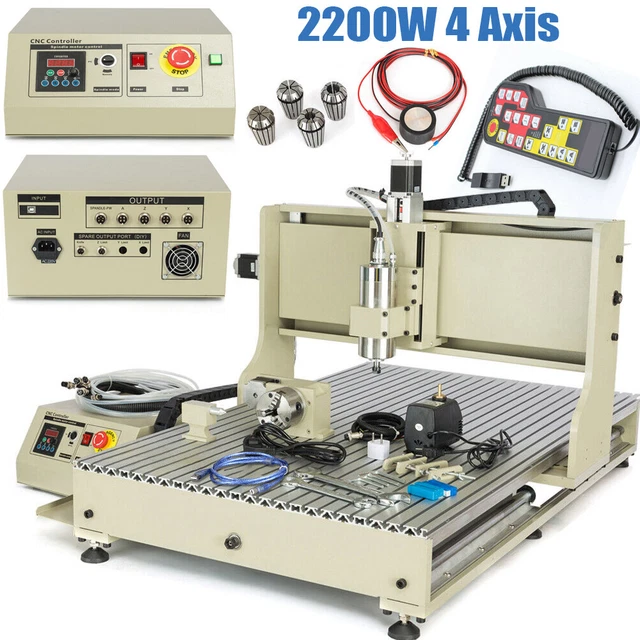 USB 2200W VFD 4 Axis CNC 6090 Router Engraver Wood Milling Machine + Handwheel