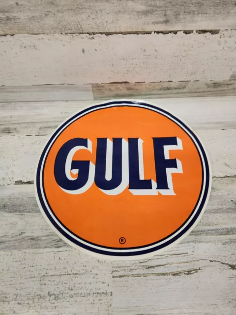 Vintage 12" Gulf Oil And Gas Decal Sticker Registered Trademark Sign Large