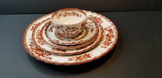 Copeland Spode England India Indian Tree China 5 Piece Place Setting Excellent