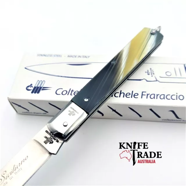 Stiletto 5" Fraraccio Italy Siciliano Faux Buffalo Horn Pocket Knife CMF05 EDC 3