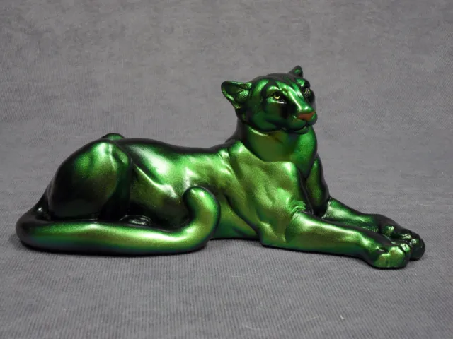 Windstone Editions * Cougar Silver/Green * Mountain Lion Statue Panther Figurine