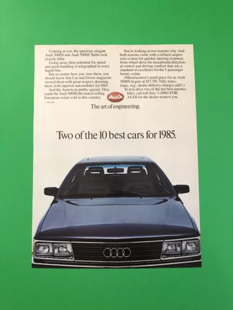 1985 1986 Audi 5000 S Turbo Vintage Original Print Ad Advertisement Printed
