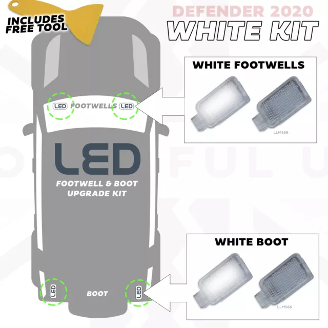 LED Interior Footwell + Boot KIT for New Defender 2020 White Ambient Fade Light