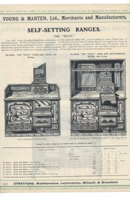 Vintage Architectural Advert Young and Marten Stratford Cast Self Setting Ranges