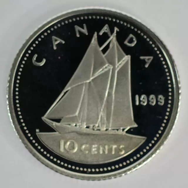 1999 Canada 10 Cents Proof Silver Dime Heavy Cameo Coin