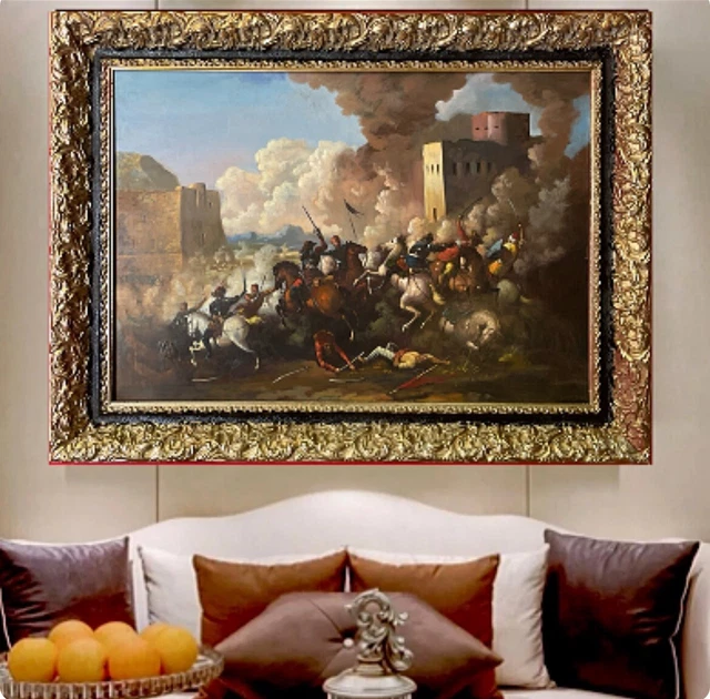 QUADRO DIPINTO A Mano Olio Su Tela ANIMALI E CACCIA 60x90 con telaio
