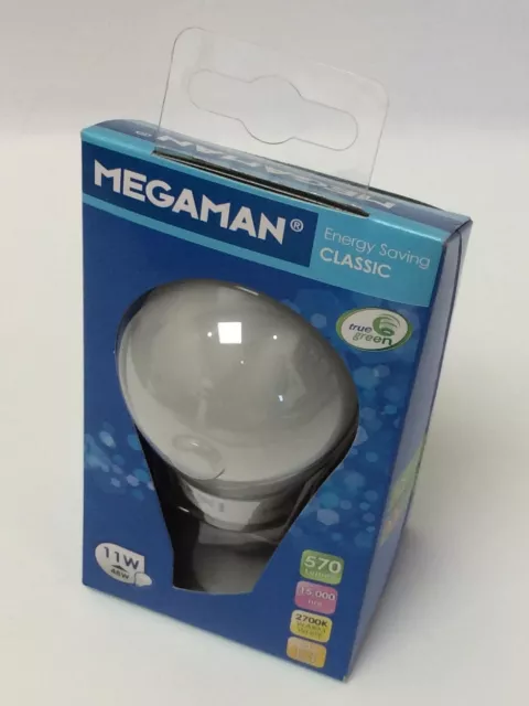 Energy Saving Lamp Gls 15,000 Hrs Warm White Fast Strike By Megaman Pack Of Ten