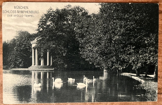 AK München, Nymphenburger Schloßpark „Apollo Tempel“, gelaufen 1907