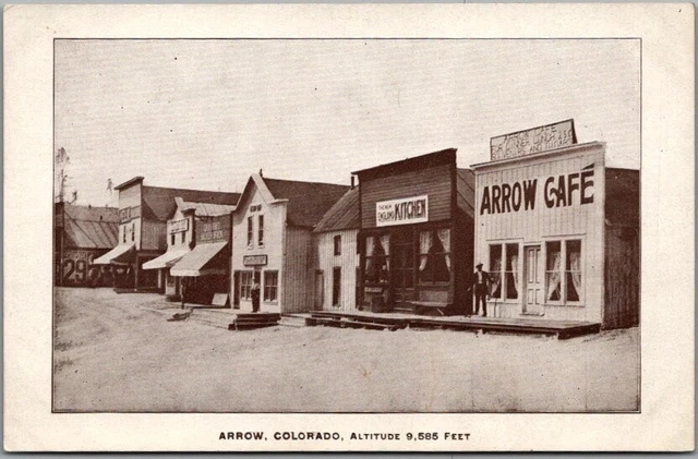 Vintage 1910s ARROW Colorado Postcard Downtown Street Scene "Altitude 9,585 Ft."