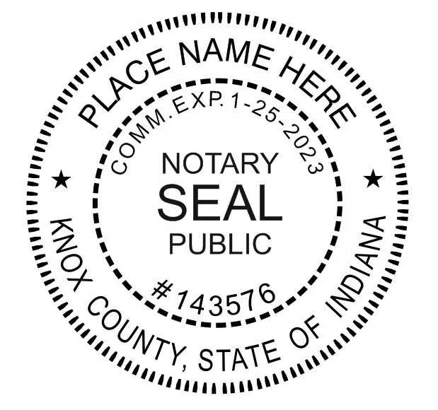 State of Indiana  | Custom Round Self-Inking Notary Public Stamp Ideal 400R