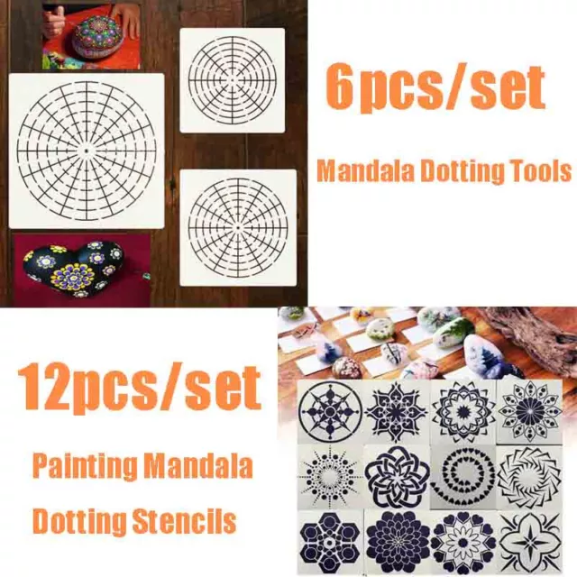 6/12Pcs Mandala Painting/Dotting Stencils For Painting Wall Floor DIY Decoration