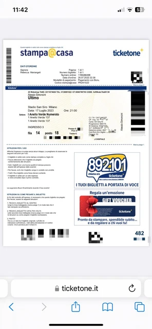 Biglietto concerto  Ultimo  San Siro Milano  17 luglio 2023