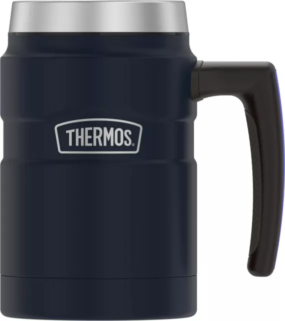 Thermos 16 Oz Vacuum Insulated Desk Mug, Matte Blue
