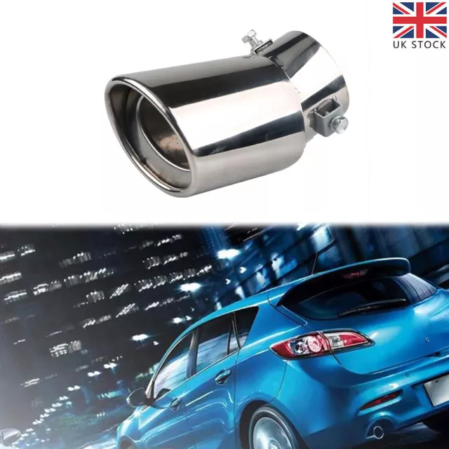 Stainless Steel Exhaust Trim Tip Muffler Chrome Tail Car Curved UK Universal UK