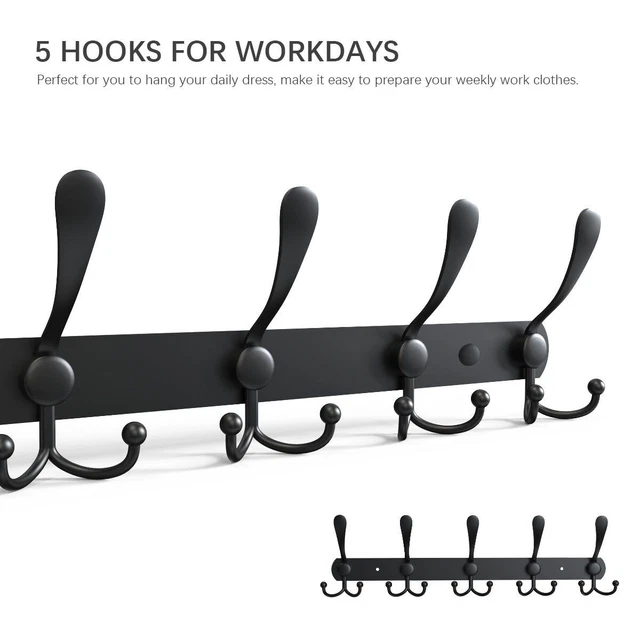 15 Hooks Stainless Steel Coat Robe Hat Clothes Wall Mount Towel Hanger Rack US 3
