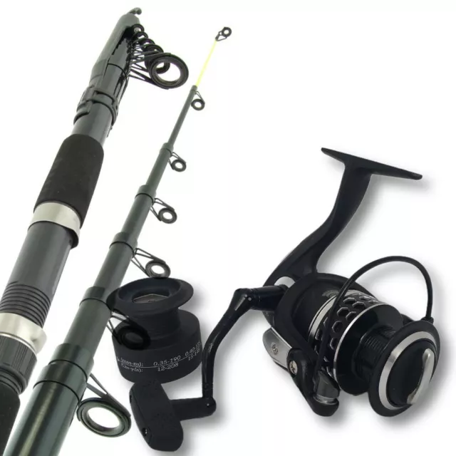 SARATOGA Telescopic 12'0 15kg Surf Beach Spinning Fishing Rod Reel Combo Salmon