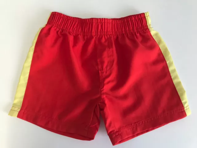BNWT Boys Sz 1 Kmart H + T Brand Red Yellow Stripe Microfibre Swim Board Shorts