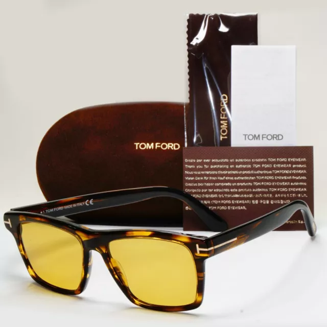 Tom Ford Sunglasses Buckley-02 Large Brown Square Yellow TF 906 55E FT0906