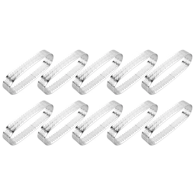 Paquete de 10 tartas ovaladas, hornear perforadas, pasteles, pastel inoxidable TöR V8Z9
