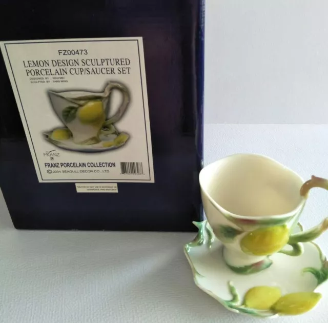 Franz Porcelain Lemon Collection : Cup, Saucer & Teaspoon, Brand New