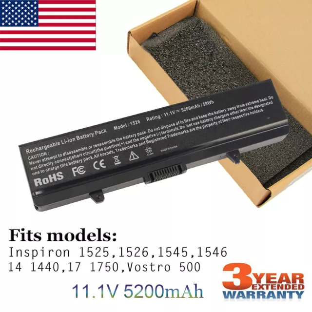 Laptop Battery For DELL Inspiron 1525 1526 1545 1546 1750 312-0625 RN873 CR693