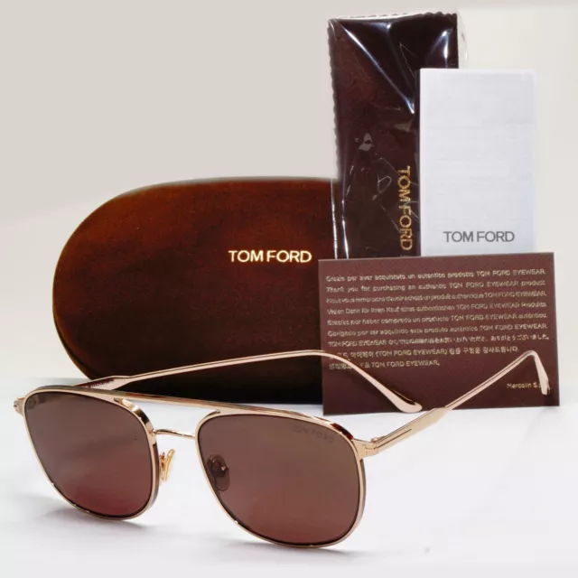 Tom Ford Sunglasses Jake Gold Metal Brown Pilot Navigator FT0827 TF 827 28E 56mm