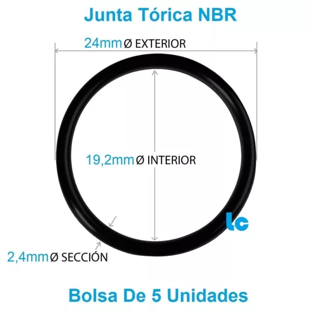 Junta Torica Fabricada En NBR - 24 x 19,2 x 2,4 mm - O-Ring - Bolsa De 5 Juntas