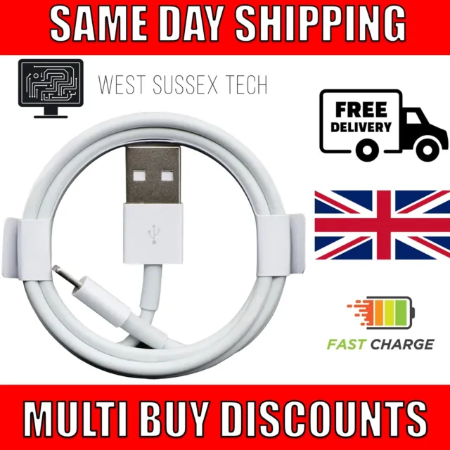 USB iPhone Charger 8 Pin Fast Charge Cable for Genuine Apple iPhone iPad 1m Lead