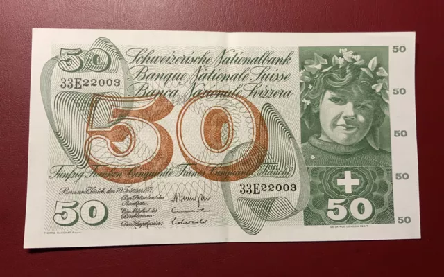 Schweiz 50 Franken Banknote 1971  - Saubere Erhaltung