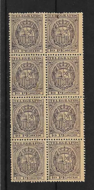 FILIPINAS TELEGRAFOS     EDIFIL 36**   MNH LUJO BLOQUE DE 8  catalogo 536 euros