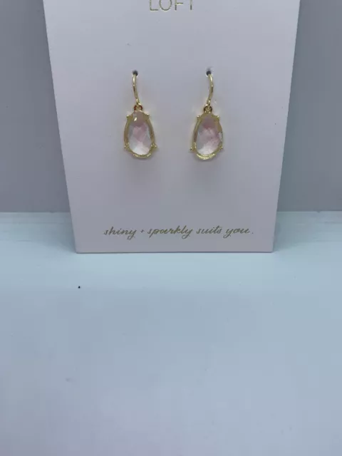 $24.50 Loft gold tone multifaceted stone drop earrings c15