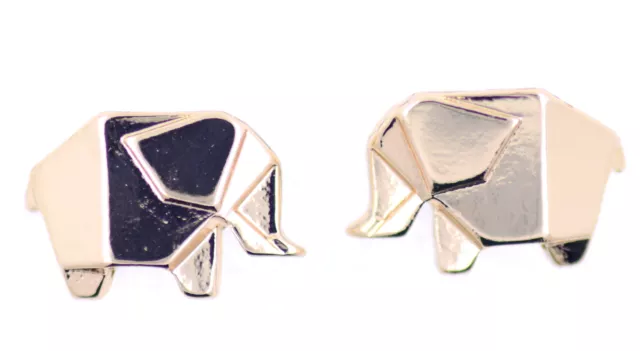 Beautiful and cute, gold elephant stud earrings. Origami, folding paper style