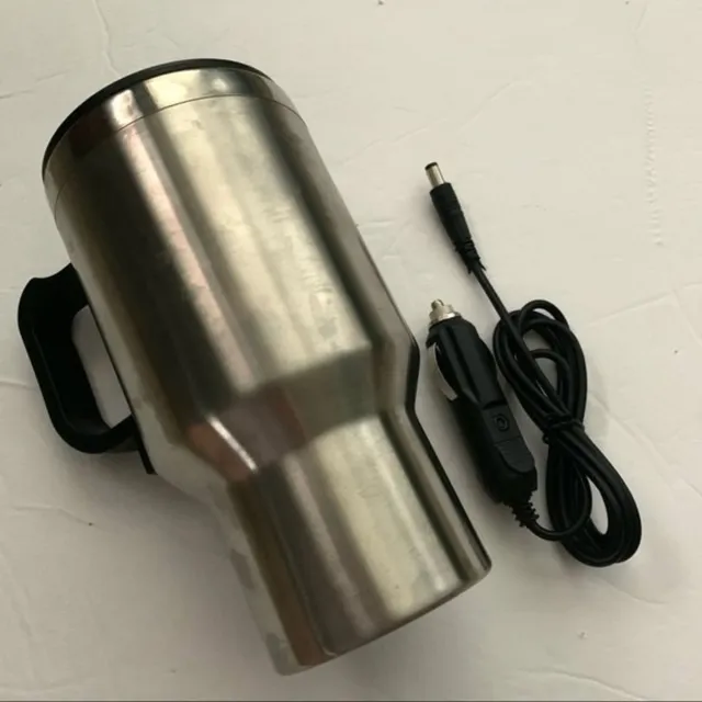 NWOT Auto XS Heated Silver Stainless Steel Travel Mug Auto Plug 16 oz