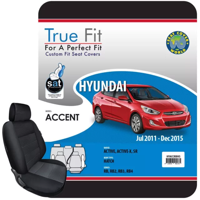 True Fit Tailored Seat Covers Fits Hyundai Accent Active, Active-X & SR 2011 ...