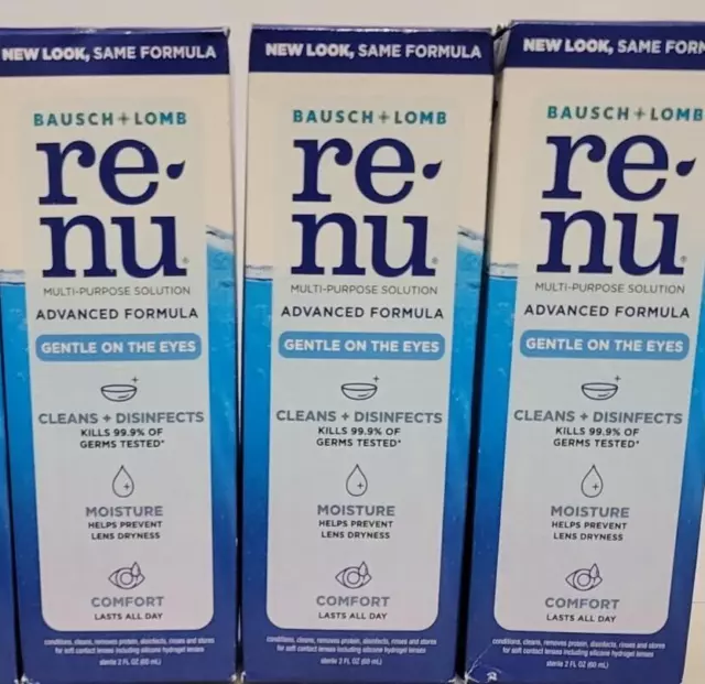 NEW! LOT OF 3 Bausch & Lomb ReNu Multi-Purpose Adv Formula Solution 2 oz 10/24