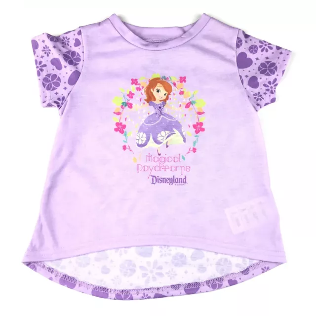 Disney Parks Toddler Purple Short Sleeve Sofia Disneyland DLR Floral Shirt Sz 2T