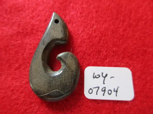 Northwest Coast Moose Antler Hook Carving, Hand Carved Pendant,   Wy-0923*07904