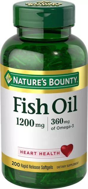 Nature's Bounty Fish Oil 1200 mg, 200 Count Coated Softgels - FAST SHIPPING