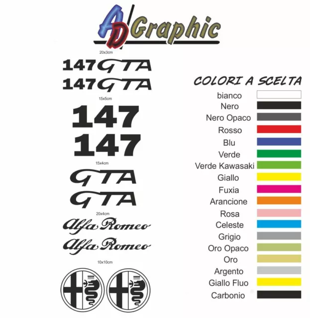 kit adesivi adesivo Stickers decal sticker compatibile auto alfa romeo 147 gta