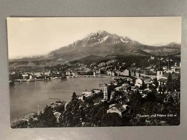 Vintage Luzern Und Pilatus Switzerland Black & White Postcard Swiss Europe Vtg