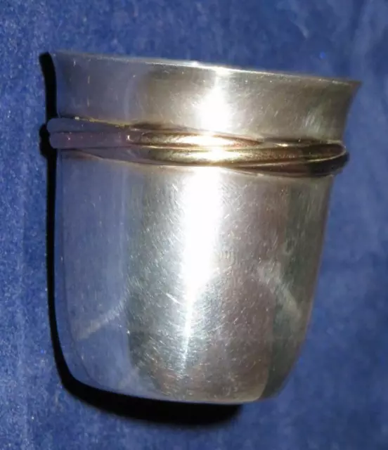 Cartier Trinity Sterling Silver .925 & 3 Gold Bands, Shot Glass Baby Cup Cordial