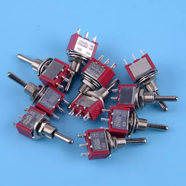 10X Red 3 Pin 3 Position (ON)-OFF-(ON) SPDT Micro Mini Momentary Toggle Switch