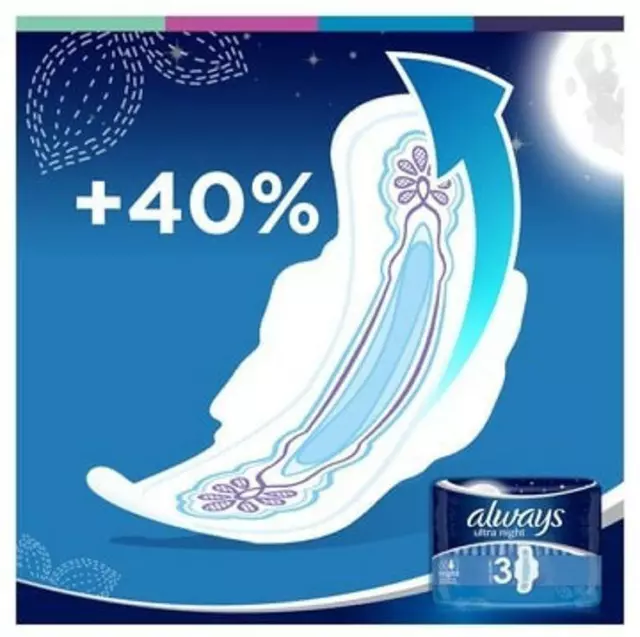 x2 Always Ultra Night Pads With Wings Menstrual Cycle X20 3