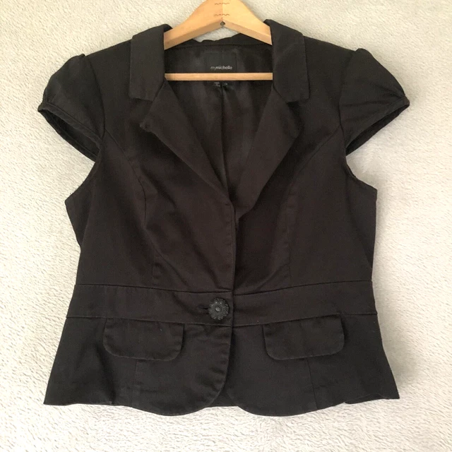 Y2K Top Women Small Black Alice Cullen Shirt Jacket Shacket Cap Sleeve Junior 13