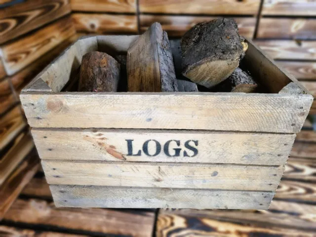 "LOGS" Wooden crate log storage box fire wood