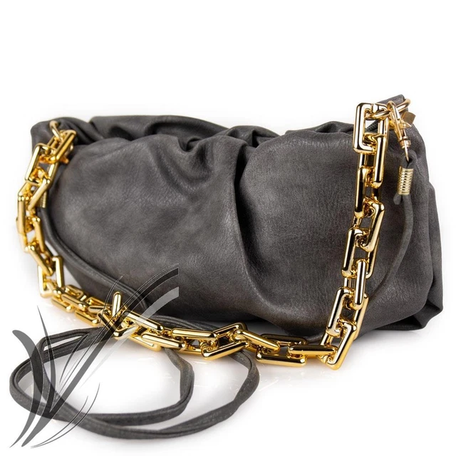 Borsa grigia tracolla con catena da donna per ragazza borsetta elegante pochette
