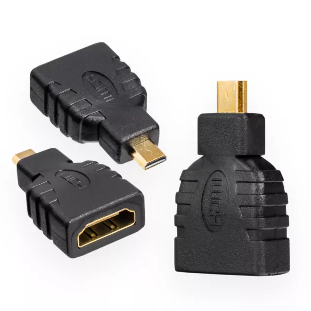 Micro HDMI zu HDMI Adapter Verbinder  Mikro-HDMI (Type D) Stecker - HDMI Buchse