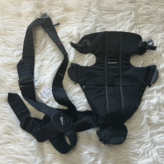 Portabebés BABY BJORN MINI original negro algodón recién nacido 8-25 libras usado