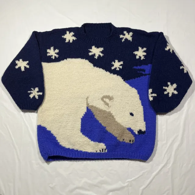 Suéter de lana tejido a mano Polar Bear Design by Patons L