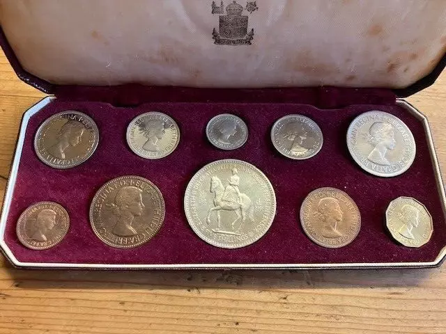 1953 Queen Elizabeth Ii Coronation Proof Coin Set, Case And Original Outer Box
